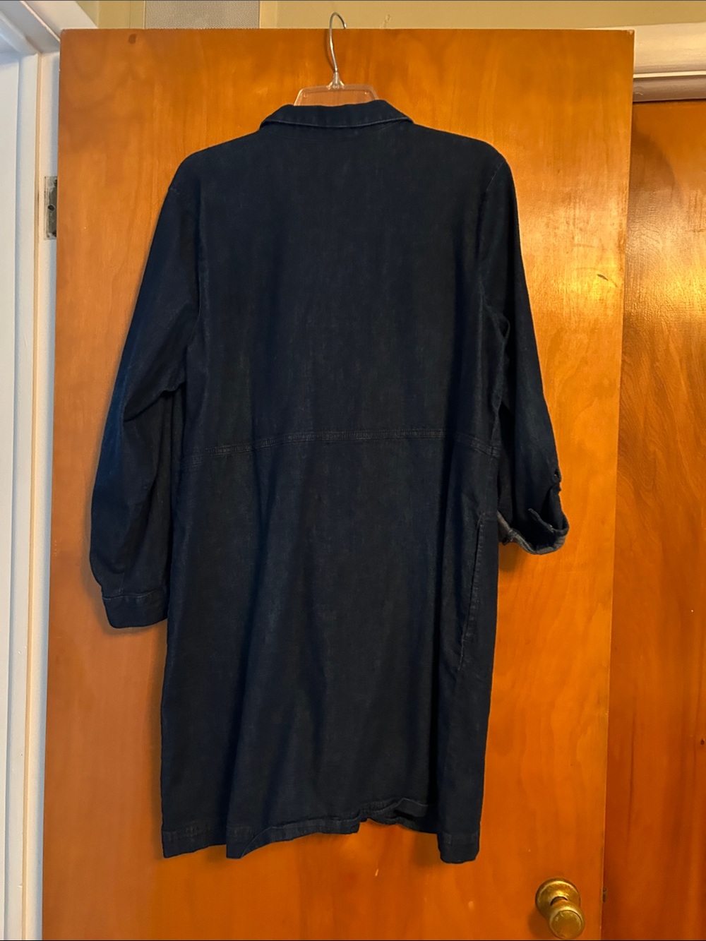 J. Jill Navy Denim Button-Front Shirt Dress - Picture 4 of 5